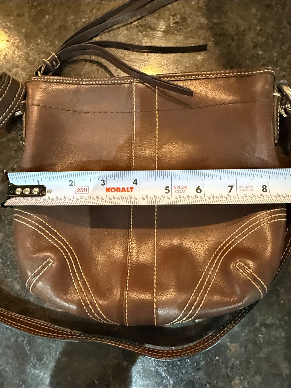 Vintage Y2K Coach SoHo Brown Leather Small Crossbody with White Stitching - Picture 12 of 13